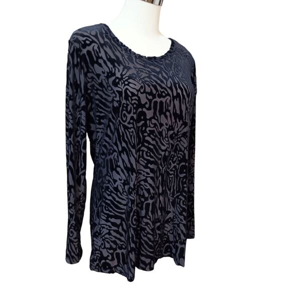 Dark Purple Velvet Burnout Top Blouse Y2K Inspired Sheer‎ Whimsigoth Fairygrunge - Picture 2 of 7